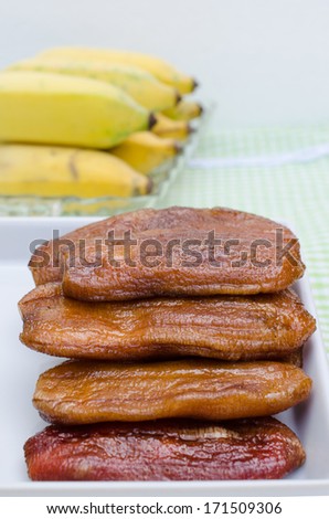 Banana is brought through a food preservation by drying. To make a keeping longer.