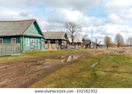Street of the Russian countryside in the spring. Russia, Tver region.