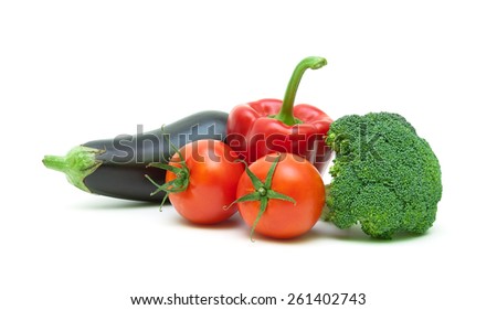 Ripe vegetables isolated on white background close-up. horizontal photo.