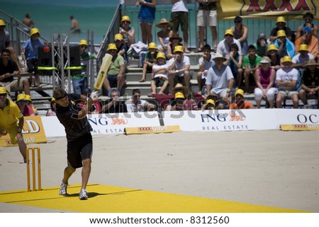 australia vs new zealand beach cricket game in Perth Australia jan 2008