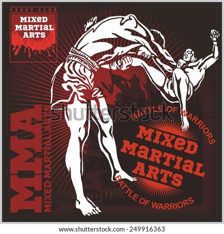 MMA Fight Clib - Vector Labels  Mixed Martial Arts Design.