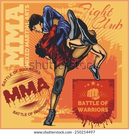 MMA Fight Clib - Vector Labels  Mixed Martial Arts Design.