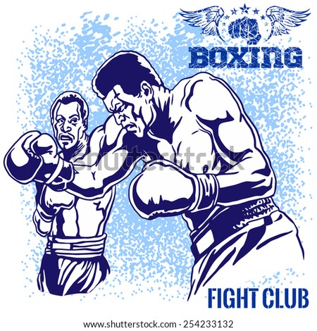 Boxing Match - Retro vector illustration on grunge background.
