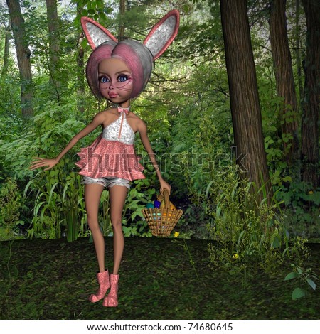 easter bunny cartoon face. stock photo : Cartoon Girl dressed in Easter Bunny Outfit