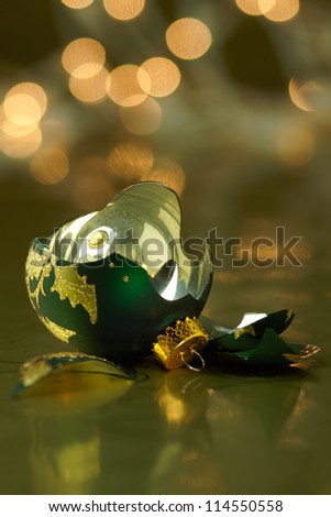 Broken Green and Gold Holiday ornament