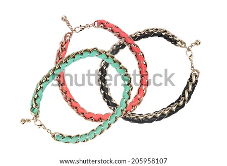 Beautiful bracelets isolated on white background