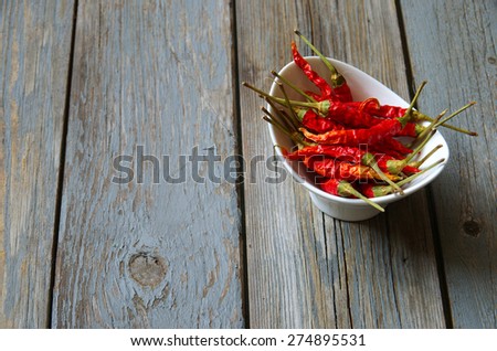 Dried Chili Peppers n ceramic ware