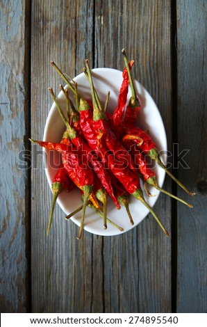 Dried Chili Peppers n ceramic ware