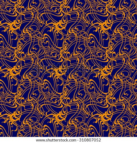 Abstract orange-and-blue seamless pattern in the Victorian style