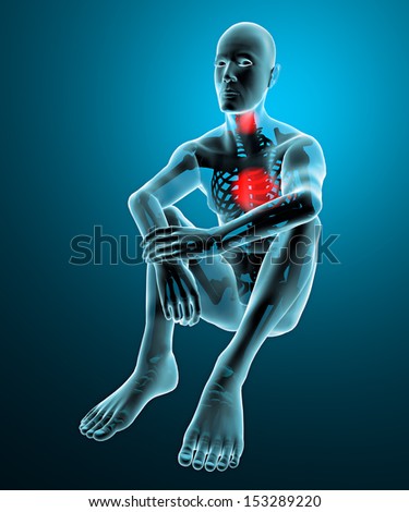Man human body x-ray chest throat pain