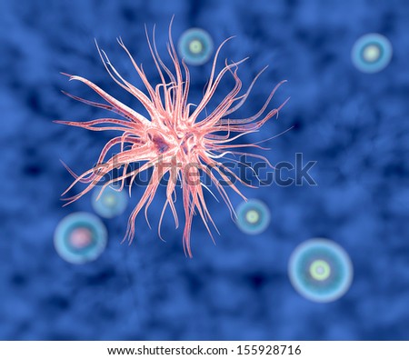 Virus bacteria seen under a microscope