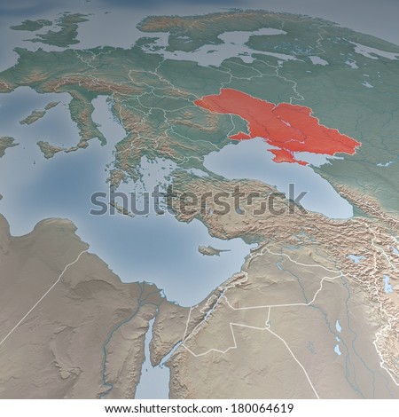 Map of Europe, Asia, Middle East, Crimea and Ukraine. Elements of this image furnished by NASA