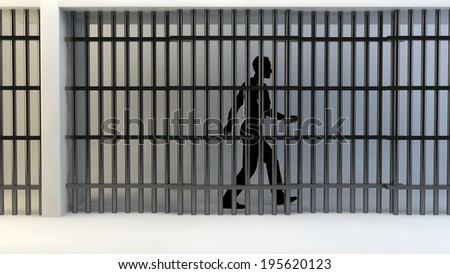 Person in jail behind bars
