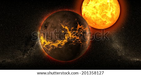 Sun planet galaxy universe. Science fiction