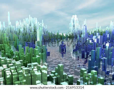 City of the future, skyscrapers, science fiction, abstract
