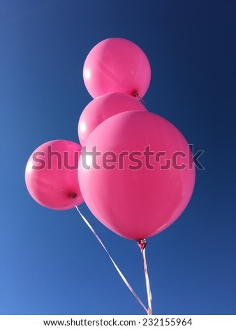 Pink balloons, birthday, party sky blue