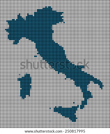 Map of Italy, abstract, science fiction, pixels