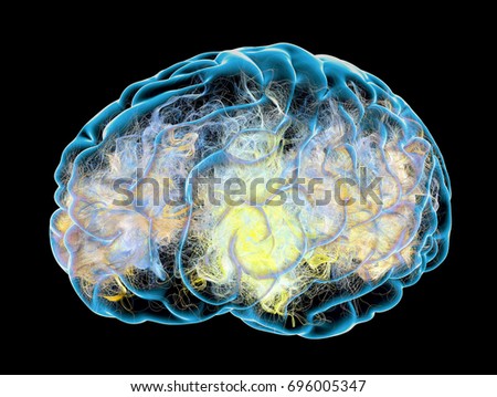 Brain, synapses, neurons, degenerative diseases, Parkinson\'s, Alzheimer\'s, 3d rendering. Synapse connections in the brain
