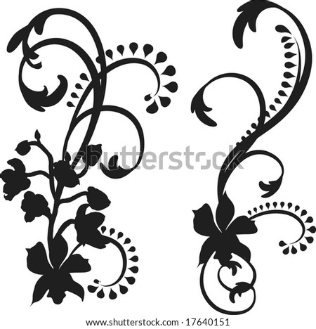 stock vector Natural and expressive Orchid design elements One color