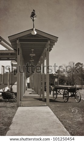 A vintage antique textured representation of an old train depot in the South Carolina Low Country.