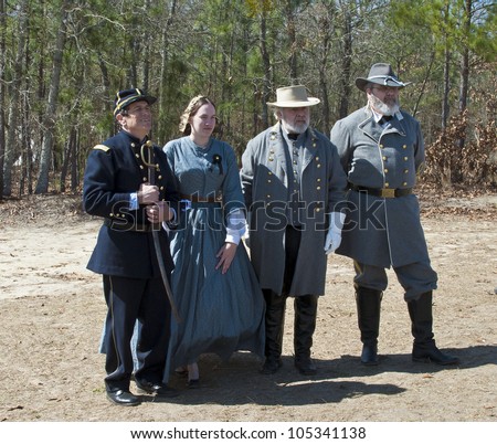 AIKEN, SOUTH CAROLINA - FEBRUARY 25: American Civil War (1861-1865) reenactment by dedicated civil war history enthusiasts on February 25, 2012 in Aiken, South Carolina.