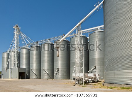 Grain storage silos.
