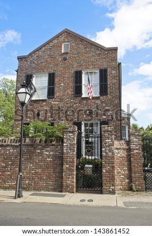 An eighteenth century brick house in Old Town Charleston, South Carolina.