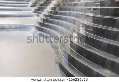 A long-exposure take of a staired water feature.