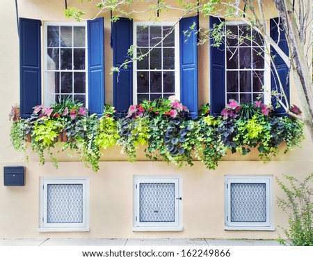 The Street Front Of An Old Town House Built In The Seventeen Hundreds In Charleston, South Carolina.