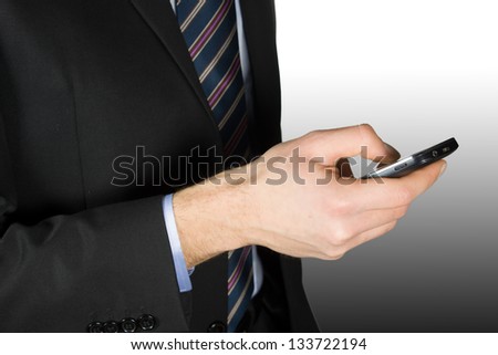 Businessman using a touchscreen device