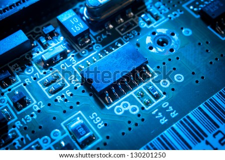 electronic board toned blue