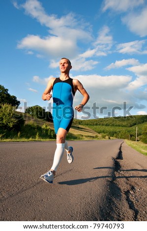 Recreational runner running in nature