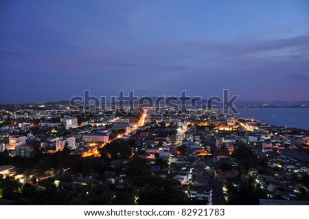 Night seaside city at Songkha,thailand