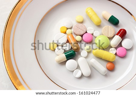 Medicine on china plate