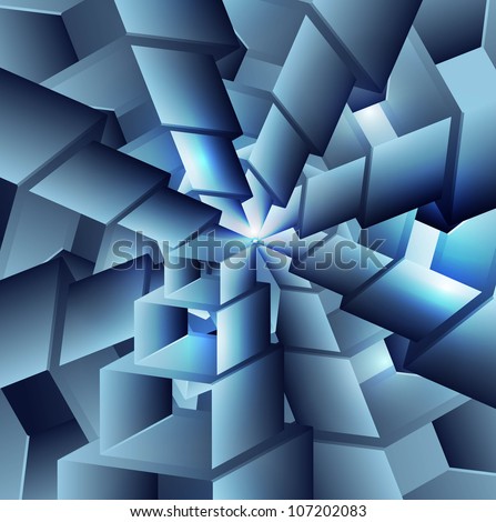 abstract image blue colorful swirl cubes background vector