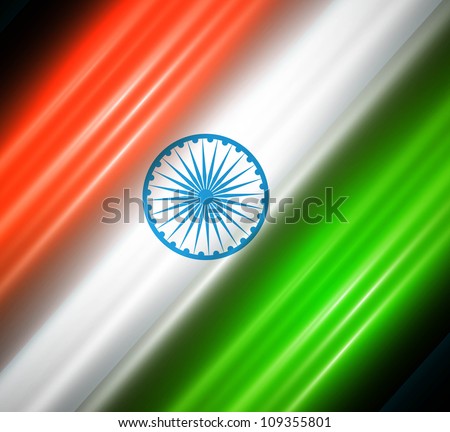 Indian flag black bright tricolor wave vector illustration