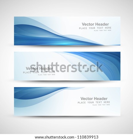 Abstract Header Blue Wave Whit Vector Design