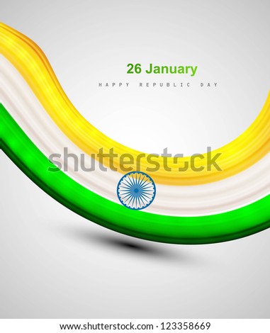 Indian shiny flag colorful bright tricolor wave vector