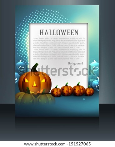 Brochure reflection Halloween colorful card pumpkins party background