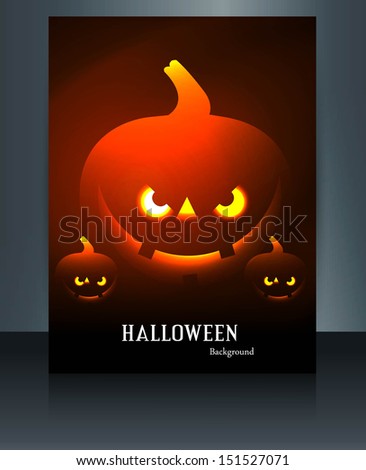 Brochure Happy Halloween reflection bright colorful pumpkins party design vector