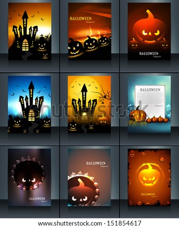 Halloween party 9 Brochure collection reflection presentation bright colorful vector design