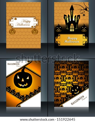 Vector illustration Happy Halloween four brochure collection design