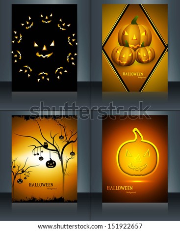 Happy Halloween four brochure reflection design vector