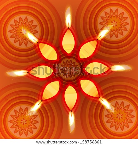 Vector happy diwali diya card colorful rangoli celebration background