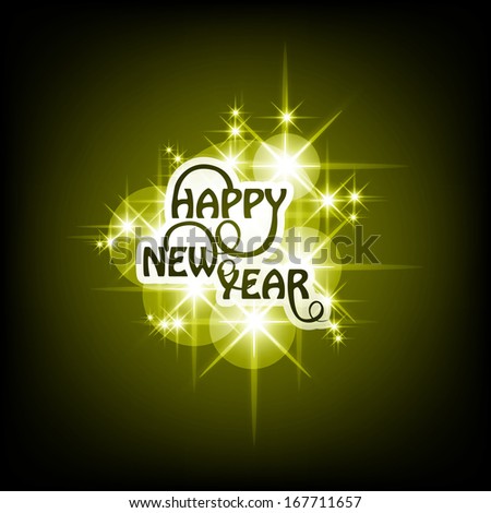 Happy New Year text shiny stars colorful background vector