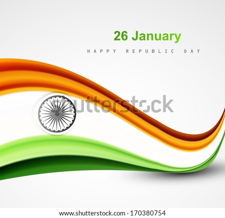Stylish indian flag republic day beautiful tricolor wave design art vector