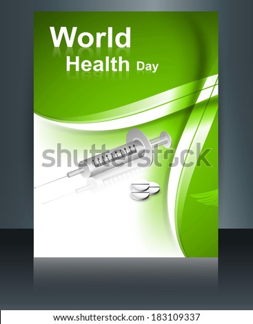 World health day brochure concept with medical symbol template reflection design colorful illustration vector