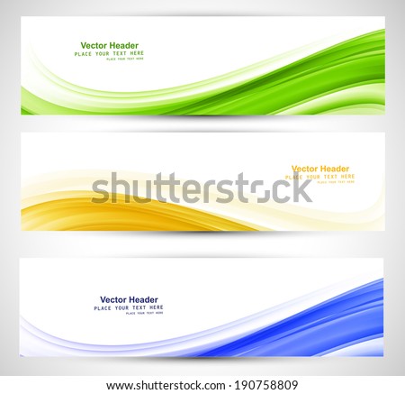 Brazil flag concept three colorful wave header set design