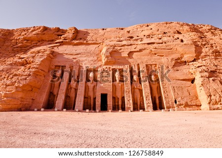 ancient temple of hathor at abu simbel in egypt