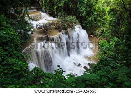 Waterfalls in tropical rain forest